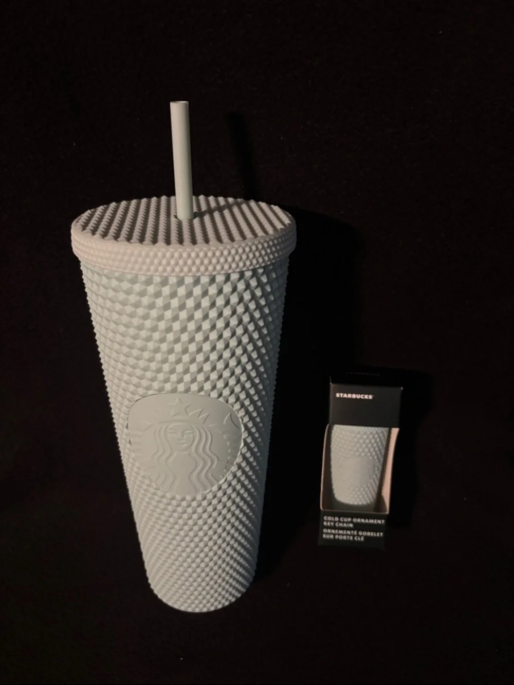 Starbucks Studded Cold Cup with Ornament/Keychain Matte Mint Green Super Cute!!